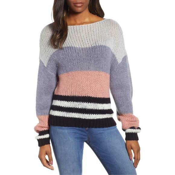Lucky Brand Sweater Bold Stripe Pullover Multicolor Sz S wool blend - Picture 1 of 13